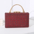 Elegante rote Strass-Abendtasche mit goldenem Bambusgriff für Galas und Events - Rot