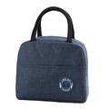 Donkerblauwe denim lunchtas met panda-logo, draagbare geïsoleerde tas voor werk en school - Marine Beer Label Kationisch