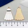 Pendentifs de badminton en émail blanc et or pour bijoux DIY et porte-clés de sportifs - Volant de Badminton Blanc (21727)