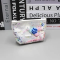 Transparent silver star travel pouch with sequins, plush balls and astronaut patches - Coin Purse White