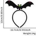 Cerchietto per capelli pipistrello Halloween con ali nere, occhi verdi e strass rossi - Piccolo cerchietto da pipistrello dagli occhi verdi