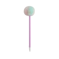 Detail of creative purple ballpoint pen with soft gradient faux fur pompom for students - Round / Purple