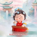 Traditional Hanfu girl figurine playing the Guzheng, Chibi style resin desktop ornament - 1056-15B Playing Zither