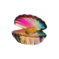 Iridescent crystal clam shell figurine with faceted yellow gemstone decorative accent - Multicolor / 60*53*49mm