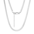 Flat S925 sterling silver snake chain necklace with lobster clasp and adjustable link - 45+5cm / 3MM Flat Snake Chain / Silver