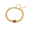 Cuban link 18K gold plated bracelet featuring a rectangular black zircon gemstone - Cuban Link Embellished (N2846-B0281) / Bracelet - Black