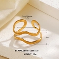 Irregular wavy geometric open ring in 18k gold plated stainless steel for women - Artistic Wave Texture Style (754)