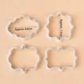 Set of 4 white plastic Chinese style cookie cutters with ornate floral frame patterns - Plastic Mixed Shapes Mold 4-Piece Set