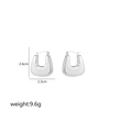 Detailed size view of silver U-shaped earrings with 2.6cm height and 2.3cm width - Hollow Square Wide-Silver