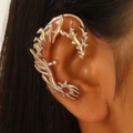 Punk dragon-shaped ear cuff in gold with red zircon stone detail, no piercing needed - Gold (Z-282) Clip-on