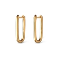 Orecchini a cerchio rettangolari a forma di U in oro lucido dallo stile minimalista - M / Oro 18K