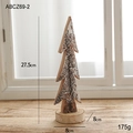 Décoration sapin de Noël en bois nordique avec effet neige et base ronde en bois - Ornement d'Arbre Moyen 27.5cm