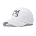 White cotton Boston baseball cap with retro 1998 black embroidery in a 45-degree side view - White