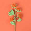 Handcrafted crochet orange roses with green leaves made of premium wool yarn - Finished Bubble Rose (4 Heads Orange)