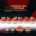 Lucky Fruit Animal Pai Mystery Box with embedded crystal stones and festive red gift packaging - -a020 New Year's Blessing Set 6 / Full Box Set