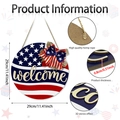 Patriotic 11.4-inch wooden welcome door sign with 4th of July stars and stripes design - 3D Letter Welcome Sign (Y24Y50886_Q)