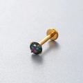 Gold titanium labret stud featuring a rainbow zircon in a secure four-prong setting - Gold Base Rainbow Zirconia (576-6#)