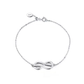 Silver infinity bracelet in S925 sterling silver with adjustable clasp on white background - Platinum Plated Infinity Symbol Adjustable Bracelet 2.3g