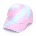 Kids pink and blue gradient tie-dye baseball cap with colorful star patterns - 52-54cm / 20# Reflective Stars