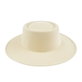 Elegante sombrero boater de fieltro beige con ala ancha de estilo británico vintage - M (56-58cm) / Beige