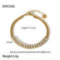 Detailed view of the 17.5+3cm adjustable 18K gold-plated zircon flower chain bracelet - DFB124 (Double Chain Zircon)