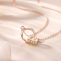 Collar Mobius de oro rosa con colgante de corazón entrelazado y piedras de circonita - DY714 Oro Rosa (Con Cadena)