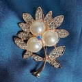 Rose gold camellia brooch with elegant pearls and sparkling rhinestones for women - Flower Petal Brooch