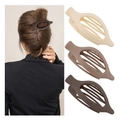 Matte oval hollow hair claw clips for women in beige and brown colors for hairstyling - Set 2 (Pack of 3)
