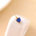 Delicate heart-shaped pendant with blue zircon in gold-plated stainless steel - Royal Blue (Pendant)