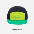 Quick-dry navy blue mesh sports cap with neon green panel and embroidery detail - Adjustable (54-58cm) / Navy/Neon Green/Emerald Contrast