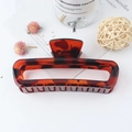 Chic leopard print rectangular hair claw clip in amber brown finish on white background - Red Leopard Print