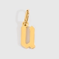 Gothic style gold letter U pendant with polished finish and metal jump ring charm - Letter U / Gold