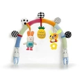 Baby stroller activity arch with colorful hanging plush toys and secure plastic clips - Rabbit Dog and Pineapple Pendants / Rabbit Dog Pineapple Arch