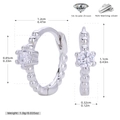 Detailed view of S925 silver hoop earrings with size chart and 5A zircon inlay details - 925 Silver / Platinum (White)