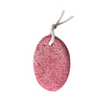 Pink oval volcanic pumice stone for foot exfoliation with a white hanging rope - 9x6.5x3cm Limestone Pumice / Red