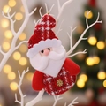 Babbo Natale di peluche con motivo a quadri rosso e bianco e cordino dorato per appendere - Ciondolo Babbo Natale