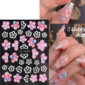 5D geprägte Nagelaufkleber mit rosa Kamelien und Perlenakzenten Stil JI-5D06 - JI-5D06 Bunte Blumen & Perlen