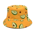 Dettaglio di un cappello alla pescatora giallo con stampa avocado e cuciture sul bordo - M (56-58cm) / Giallo