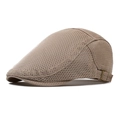 Men's breathable khaki mesh newsboy cap with adjustable side metal buckle - Khaki
