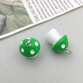 Green resin mushroom charms with white dots and metal hooks for DIY jewelry making - Dark Green Resin Mushroom