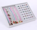 Grey velvet jewelry display tray with 10 necklace hooks and 7 ring storage slots - Dual-Use Jewelry Tray