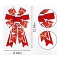 Christmas bow decoration with reindeer pattern and specific size dimensions of 12.99 x 8.46 inches - Gold Stamped Snowflake Velvet Bow (6-Loop)