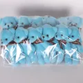 Bulk pack of ten blue plush teddy bear charms with Love silk bow ties for gift sets - Light Blue