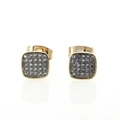 Minimalist hexagon earrings in 18k gold plating with shimmering zircon pave setting - Gold Square White Zirconia (EC04-4)