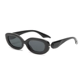 Gafas de sol ovaladas negras gruesas con acabado brillante y puntas de patilla con recorte - Montura Negra Lentes Gris Negro