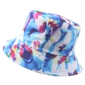 Cappello da pescatore reversibile con vivace stampa tie-dye 3D in cotone colorato - 58cm / Tie-dye Acquerello Colorato (Colore 5)