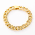 Bracciale cubano da uomo in oro con pietre di zirconia cubica scintillanti - 8 Pollici (20cm) Bracciale / Oro