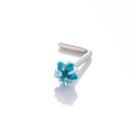 Piercing de nariz en forma de L de acero inoxidable con circonita azul de 3 mm en estrella - Azul