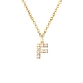 14K vergoldete Edelstahlkette mit kristallbesetztem Buchstaben-F-Anhänger für Damen - Buchstabe F-14K Gold
