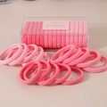 Pink high elasticity hair ties set in a transparent acrylic box with macro fabric details - Pink Mixed Style (Boxed)